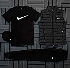 Чоловічий спортивний костюм Nike свитшот і штани весняних осінній 16. Комплект чоловічої Найк без капюшона чорний, фото 4