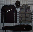 Чоловічий спортивний костюм Nike свитшот і штани весняних осінній 16. Комплект чоловічої Найк без капюшона чорний, фото 5
