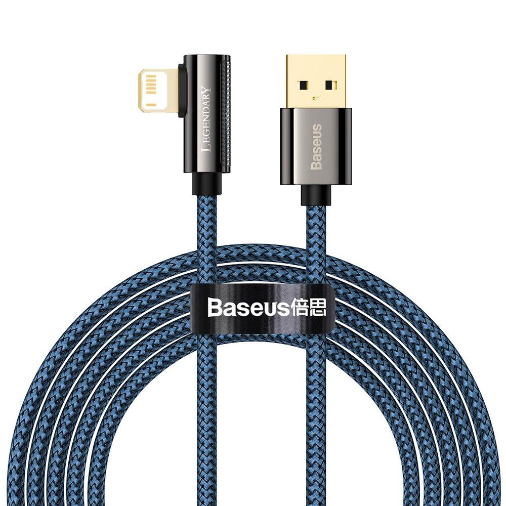 Кабель кутовий Baseus Legend Series Eibow Cable USB Lightning 2.4A 2M Blue Синій CACS000103, фото 2