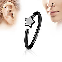 Серьга кольцо для пирсинга хеликса, трагуса, носа Spikes NOCR-12-K в форме звезды (Черный)