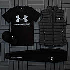 Чоловічий спортивний костюм Under Armour he Комплект Андер Армор свитшот+штаны+кепка+жижижижилетка чорний, фото 7