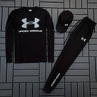 Чоловічий спортивний костюм Under Armour he Комплект Андер Армор свитшот+штаны+кепка+жижижижилетка чорний, фото 10