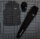 Чоловічий спортивний костюм Under Armour he Комплект Андер Армор худи+штани+кепка+жилетка чорний, фото 8