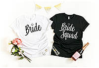 Жіноча футболка надівич-вечір Bridе і Bridе Squad для нареченої і подружок нареченої