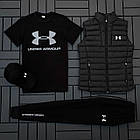 Чоловічий спортивний костюм Under Armour he Комплект Андер Армор свитшот+штаны+кепка+жижижижилетка чорний, фото 6