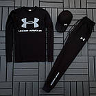 Чоловічий спортивний костюм Under Armour he Комплект Андер Армор свитшот+штаны+кепка+жижижижилетка чорний, фото 9