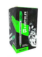 Ручка масляна Hiper Accord, 0,7 мм, зелена, ЦЕНА ЗА УП. 50ШТ, в кор. 15*9*9см, ТМ Hiper
