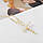 Ланцюг з кулоном у вигляді хрестика з цирконіями та штучними перлами "Zirconfia & Pearl", фото 4