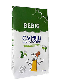 Суміш без глютену "Пельмені зі шпинатом", Bebig, 450 г.