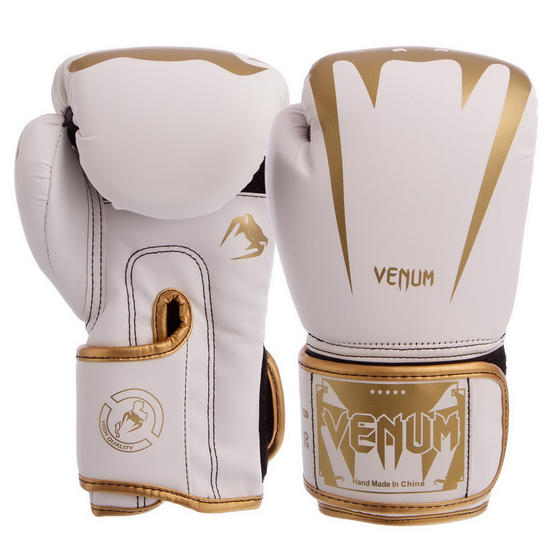 Рукавиці для боксу кікбоксингу Venum Impact PU білі (8oz), фото 1