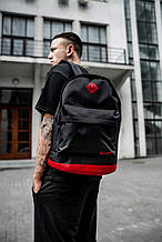 Рюкзак чоловічий жіночий спортивний Nike чорний-червоний Портфель молодіжний модний Найк Сумка