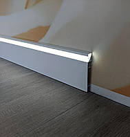 Білий накладний алюмінієвий плінтус з підсвічуванням BEST DEAL 4/78 LED Білосніжний матовий 2,5 м