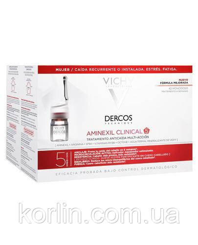 Vichy Dercos Aminexil Intensive 5 Femme Засіб Від випадання Волоссю Для жінок Віші 6 мл x 42 ампула