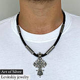 Срібний хрест на шкіряному шнурку, фото 2