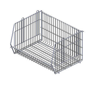 Кошик сітчастий для стелажу з бортиком (360х600х440), білий