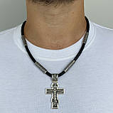 Срібний хрест на шкіряному шнурку, фото 2