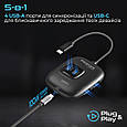 USB-C хаб 5-в-1 Promate SnapHub-4 USB-C 100W PD + 4xUSB-A 3.2 Black (snaphub-4.black), фото 3