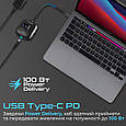 USB-C хаб 5-в-1 Promate SnapHub-4 USB-C 100W PD + 4xUSB-A 3.2 Black (snaphub-4.black), фото 6