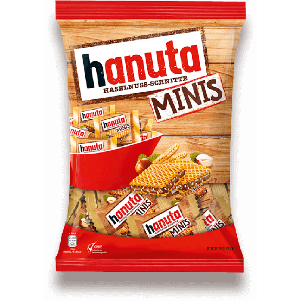 Вафлі Ferrero Hanuta Minis, із шоколадно-горіховою начинкою, 200 г.
