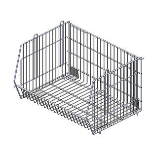 Сітчастий кошик для стелажа нижня на колесах (360х600х440), білий