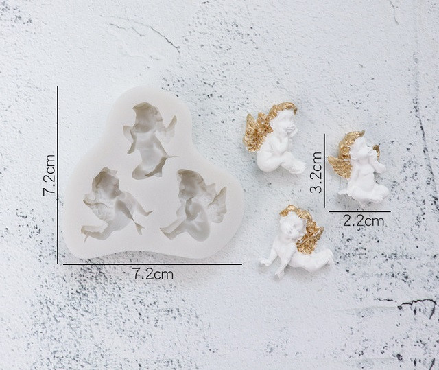 Силіконовий молд на 3 форми, Янгол, фото 1