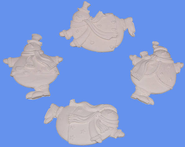 Гіпсова фігурка для розмальовування "Сніговік на ялинку" (з підвіскою) С-4, фото 1