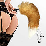 Силиконова анальна пробка з хвостом з натурального хутра Art of Sex size M Foxy fox, фото 4
