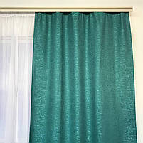 Бірюзові однотонні штори з льону, готові зелені портьєри в дитячу, спальню, вітальню, кухню, фото 9