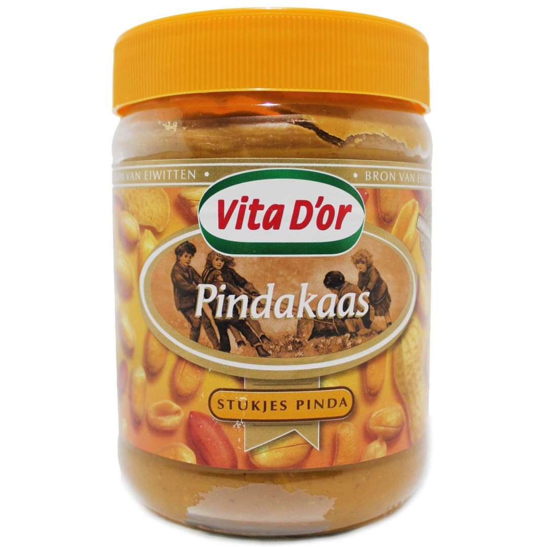 Арахісова паста Vita D'or Pindaas Stukjes Pinda, з кранами 600 г., фото 1