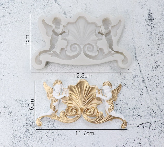 Силіконовий молд, форма, Два янголи з арфою, фото 1
