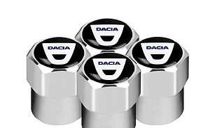 Захисні металеві ковпачки на ніпель, золотник автомобільних коліс із логотипом хром Dacia