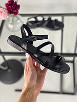Босоножки женские ShoesBand Черные натуральные кожаные на низком ходу с кожаной стелькой 41 (26,5 см) (S33001)