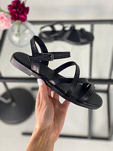 Босоніжки жіночі ShoesBand Чорні натуральні шкіряні на низькому ходу з шкіряною устілкою 41 (26,5 см) (S33001)