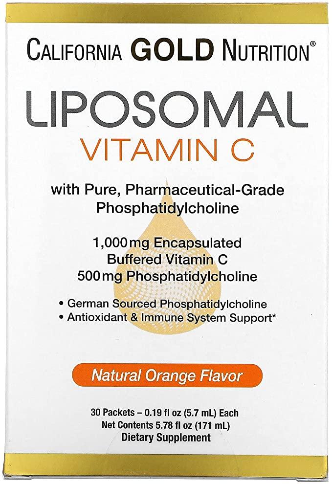 Ліпосомальний вітамін C (Liposomal Vitamin C) 1000 мг California Gold Nutriion 30 пакетиків