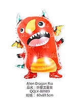 Фольгированный фигурный шар "Инопланетянин Красный". Размер: 69см*60см.