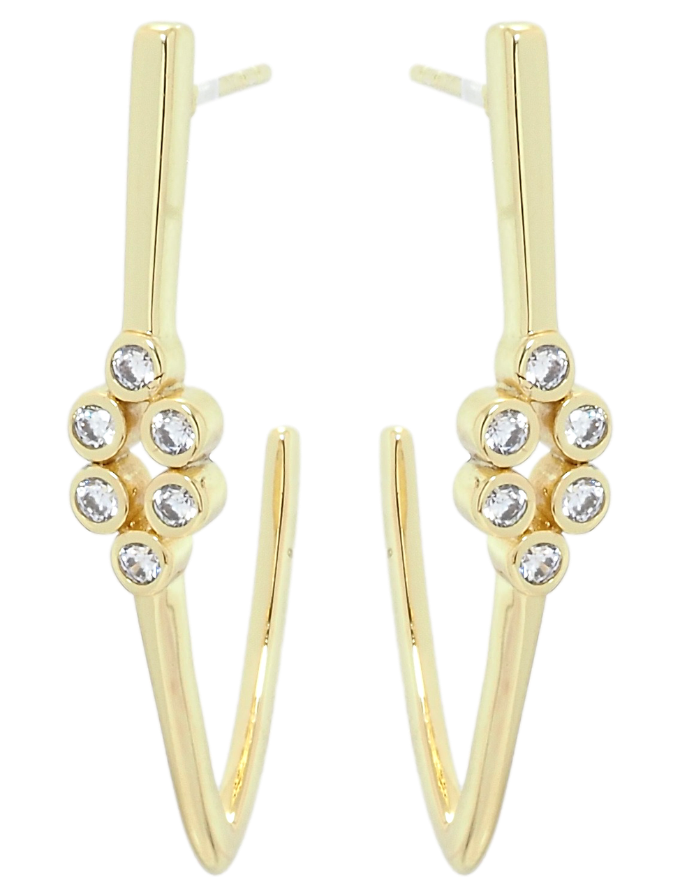 Сережки Xuping QQMM Позолота 14K пусети "Скоби з цирконієм"