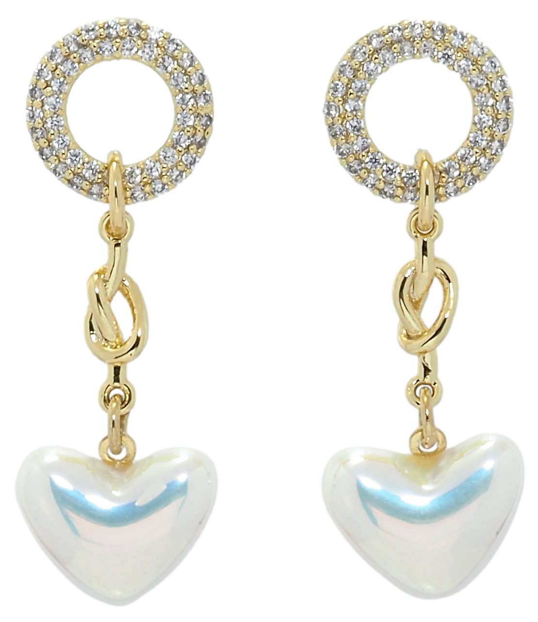 Сережки Xuping QQMM Позолота 14K пусети "Перламутрові серця"