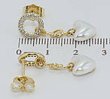 Сережки Xuping QQMM Позолота 14K пусети "Перламутрові серця", фото 3