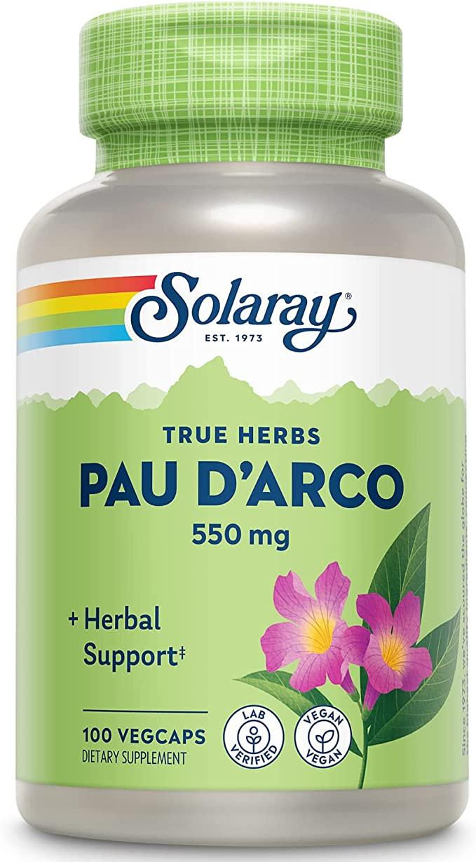 Кора мурашиного дерева Pau D'Arco Solaray, 550 мг 100 капсул