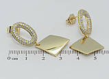Сережки Xuping QQMM Позолота 14K пусети "Ромбові підвіски", фото 3