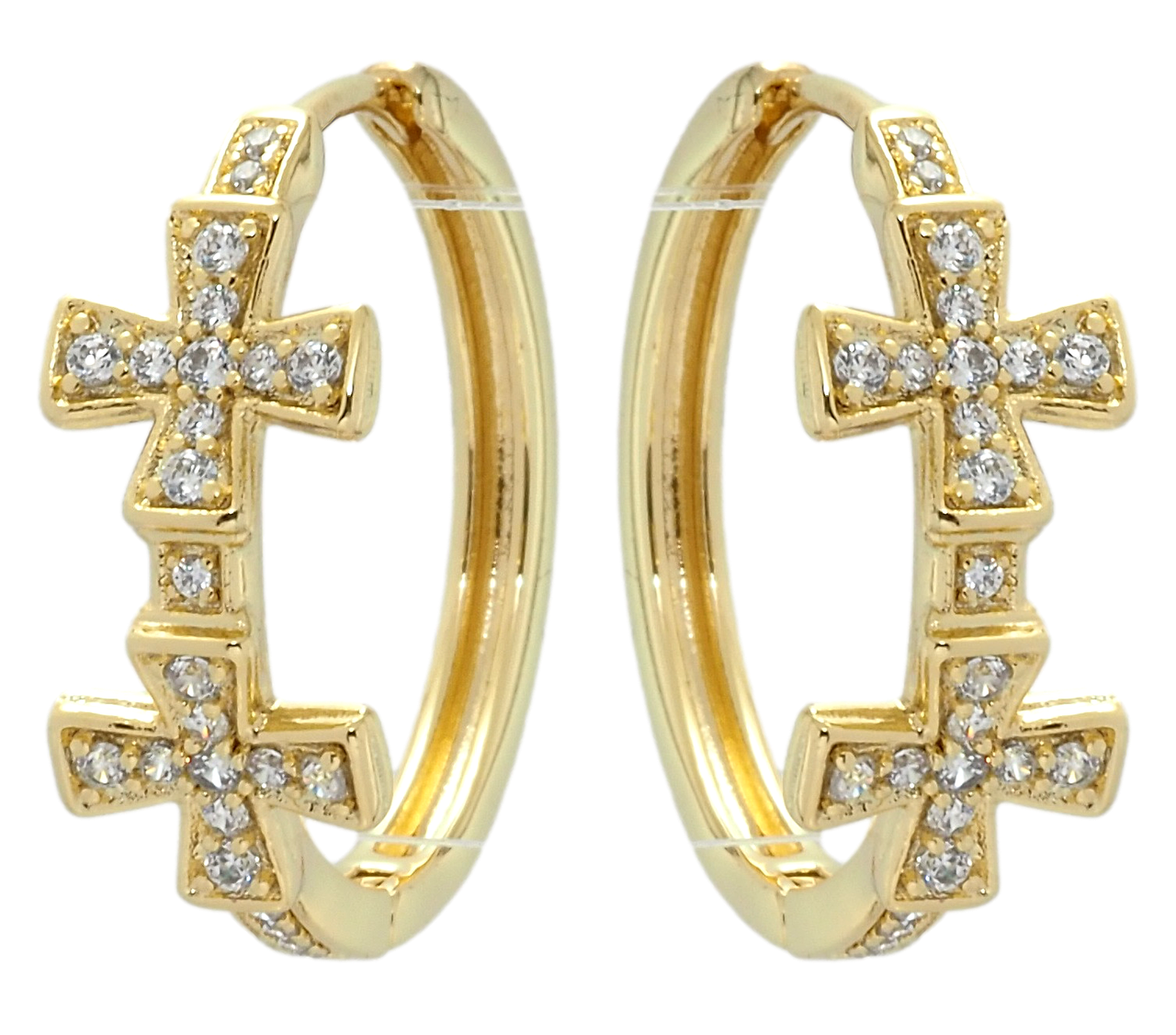 Сережки Xuping QQMM Позолота 14K колечка "Хрестики з цирконієм"
