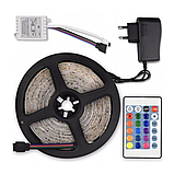 Світлодіодна Led стрічка 5050 RGB з блоком і пультом управління 5 м, фото 2