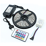 Світлодіодна Led стрічка 5050 RGB з блоком і пультом управління 5 м, фото 5