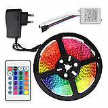 Світлодіодна Led стрічка 5050 RGB з блоком і пультом управління 5 м, фото 10