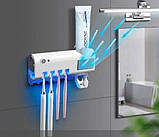 Тримач зубних щіток з автоматичним дозатором для зубної пасти та УФ-Стерилізатор 3 в 1, фото 2