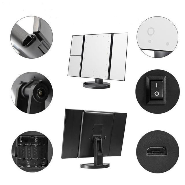 Дзеркало для макіяжу з підсвічуванням Led Miror потрійне (ТОЛЬКО БЕЛЫЕ), фото 1