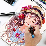 Якісний Набір скетч маркерів 60 кольорів | Двосторонні маркери для малювання і скетчинга в сумці AN, фото 4