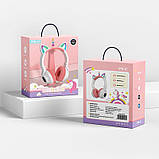 Бездротові LED навушники єдиноріг з котячими вушками / Бездротові навушники єдиноріг / Дитячі навушники, фото 6