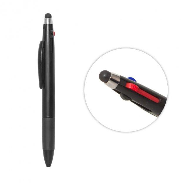 Ручка стилус для телефону / планшета чорна трьохколірна (червоний, синій, чорний)