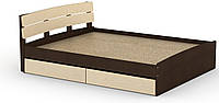 Кровать полуторная с ящиками Модерн-140 КОМПАНИТ Венге комби (213.2х145.2х80 см)